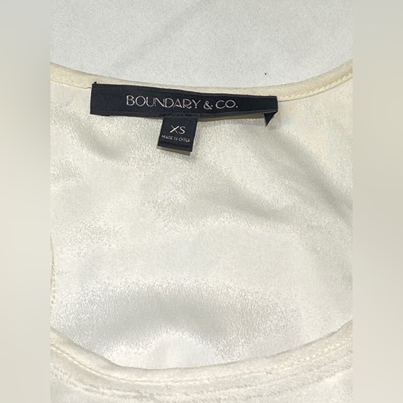 Boundary & Co Womens Dress Size XS Asymmetrical Ivory Black Sheer Shift Sleevel - Picture 3 of 12